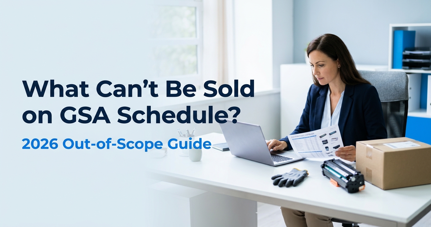 Business owner reviewing a product catalog to check what can't be sold on GSA Schedule